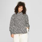 Women's Plus Size Polka Dot Long Sleeve Asymmetric Button Turtleneck Blouse - Who What Wear Black 4x, Black Polka Dot