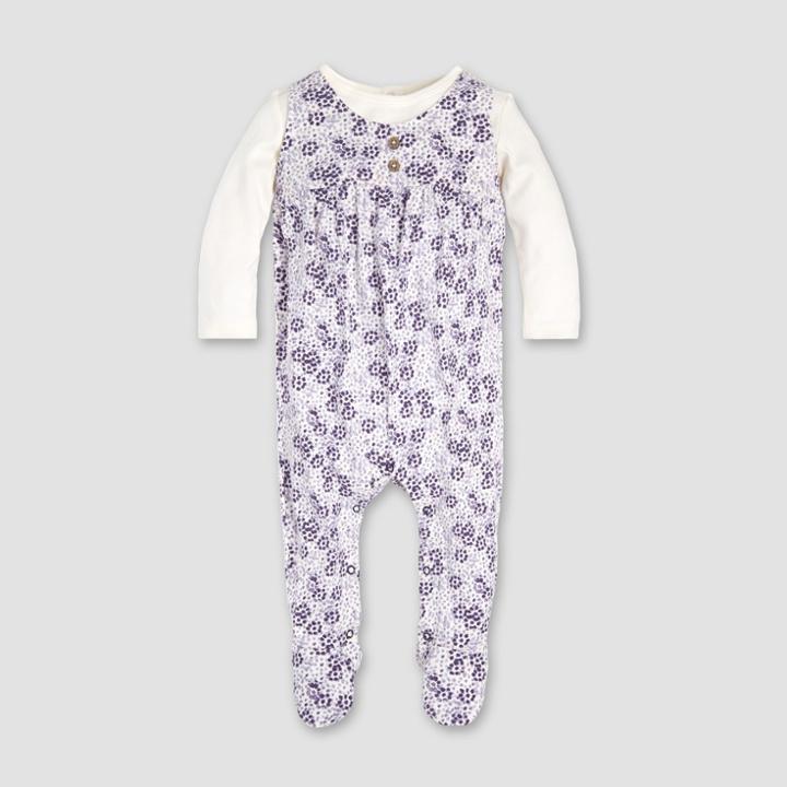 Burt's Bees Baby Baby Girls' Heavy Jersey Dotty Blooms 2fer Coverall - Eggshell