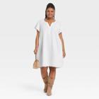 Women's Plus Size Flutter Short Sleeve Woven Dress - Universal Thread White