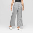 Women's Plaid Pleat Front Wide Leg Trouser - Prologue Gray