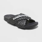 Women's Phylis Raffia Slide Sandals - A New Day Black
