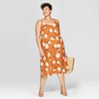 Women's Plus Size Floral Print Sleeveless V-neck Shift Dress - Ava & Viv Rust