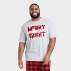 Men's Big & Tall Plaid Merry And Bright Matching Holiday Pajama T-shirt - Wondershop Gray