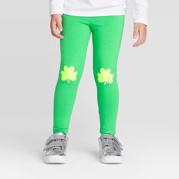 Toddler Girls' Shamrock Knee Leggings - Cat & Jack Green