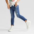 Plus Size Girls' Super Skinny Cropped Jeans With Crochet - Cat & Jack Medium Blue