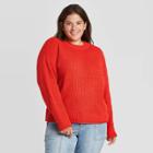 Women's Plus Size Crewneck Pullover Sweater - Universal Thread Red