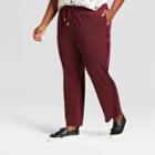 Women's Plus Size Crepe Ankle Joggers - A New Day Berry