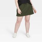 Women's Plus Size Stretch Woven Skorts - All In Motion Olive Green