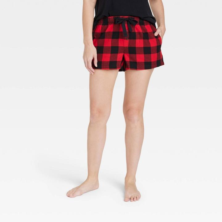 Women's Perfectly Cozy Flannel Pajama Shorts - Stars Above Red/black