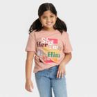 No Brand Pride Kids' Pronouns Short Sleeve Round Neck T-shirt - Coral Pink