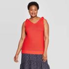 Women's Plus Size V-neck Sweater Tank Top - Ava & Viv Red X