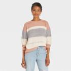 Women's Striped Crewneck Pullover Sweater - Knox Rose