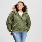 Mossimo Supply Co. Plus Size Women's Plus Bomber Puffer Jacket - Mossimo Supply Co Green