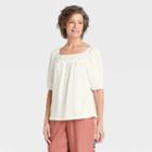 Women's Puff Short Sleeve Square Neck Top - Knox Rose White