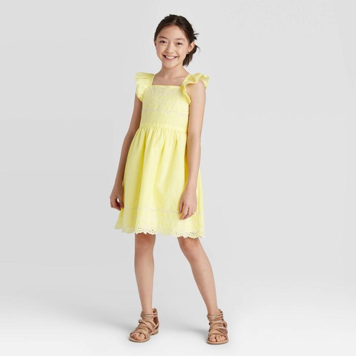 Girls' Embroidered Dress - Cat & Jack Yellow