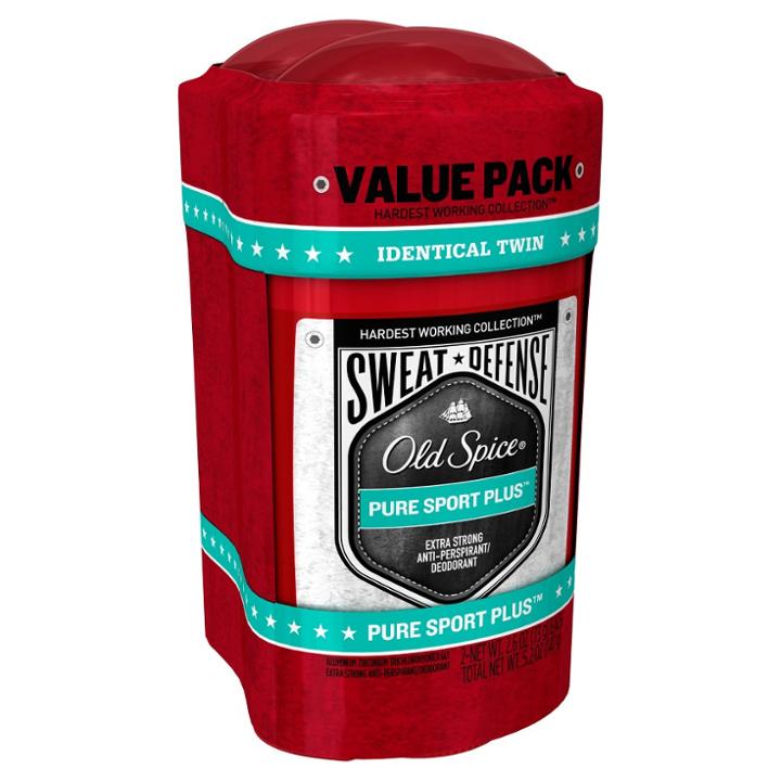 Old Spice Hardest Working Collection Sweat Defense Pure Sport Plus Antiperspirant & Deodorant Twin Pack