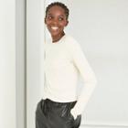 Women's Long Sleeve Fitted T-shirt - A New Day Cream