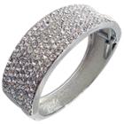 Zirconite Hinged Bangle With Crystals - Silver, Women's