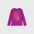 Girls' Long Sleeve Owl Graphic T-shirt - Cat & Jack Purple