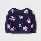 Baby Girls' Floral Cozy Sweatshirt - Cat & Jack Navy Newborn, Blue