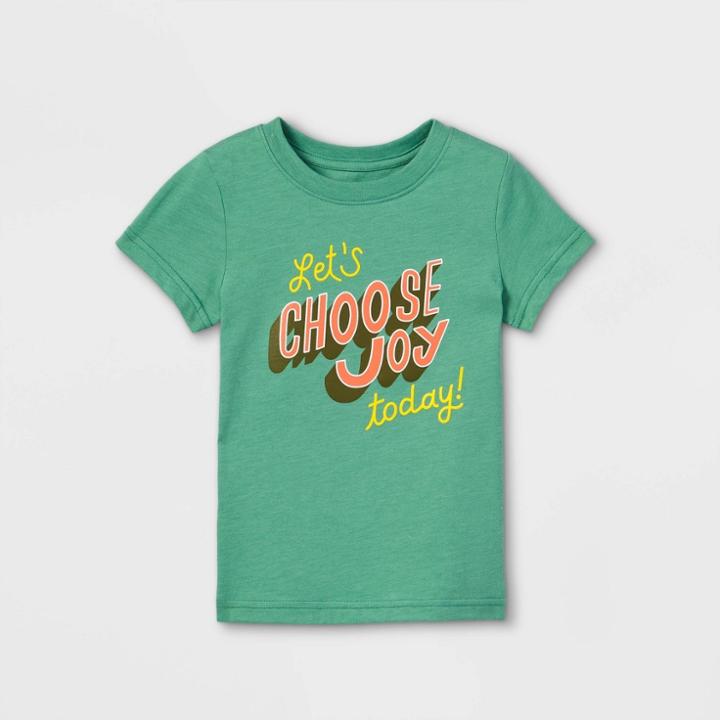 Toddler Boys' 'let's Choose Joy Today' Graphic Short Sleeve T-shirt - Cat & Jack Light Green