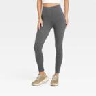 Women's High Waisted Cotton Blend Seamless Leggings - A New Day Charcoal Gray
