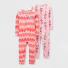Baby Girls' 2pk Footless Tie-dye Seahorse Pajama Jumpsuit - Just One You Made By Carter's Pink