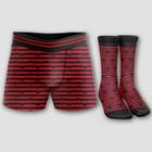 Handcraft Men's Valentines Day Striped Boxer Briefs & Socks Set - Black/red