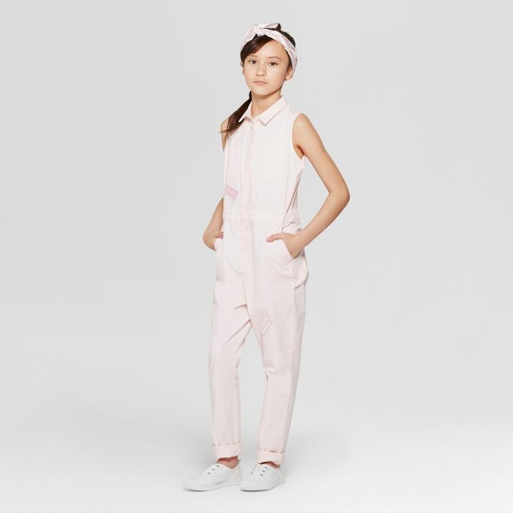 Girls' Sleeveless Jumpsuit With Hammer Loop - Art Class Pink