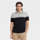 Men's Colorblock Standard Fit Short Sleeve Polo Sweater - Goodfellow & Co Gray/black
