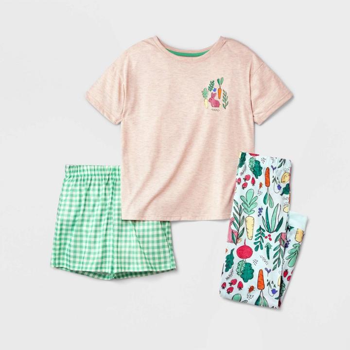 Girls' 3pc Pajama Set - Cat & Jack Peach/green