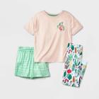 Girls' 3pc Pajama Set - Cat & Jack Peach/green