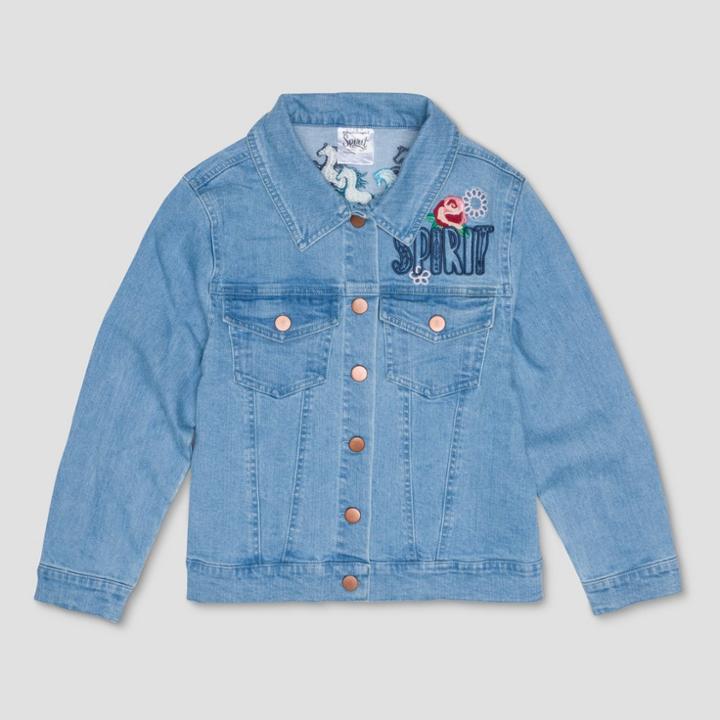 Girls' Spirit Riding Free Graphic Denim Jacket - Blue