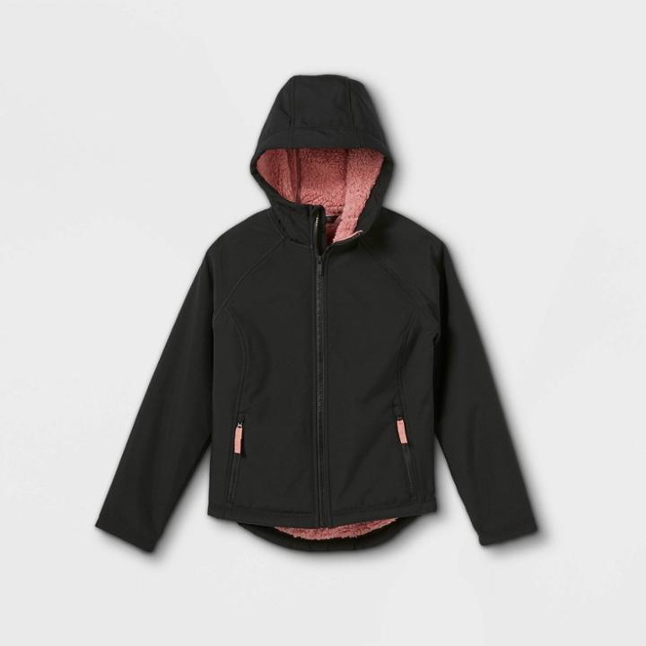 Girls' Softshell Sherpa Jacket - All In Motion Black