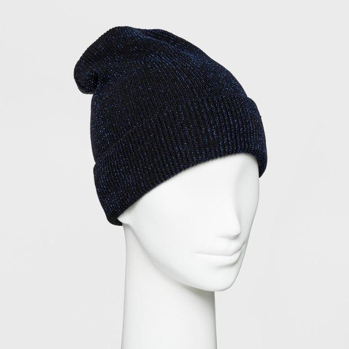 Women's Lurex Knit Beanie - Wild Fable Blue