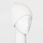 Women's Shaker Stitch Knit Cuff Beanie - A New Day White