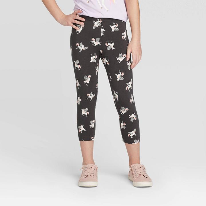Girls' Unicorn Leggings - Cat & Jack Charcoal S, Girl's, Size: