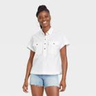 Women's Dolman Short Sleeve Utility Button-down Shirt - Universal Thread White