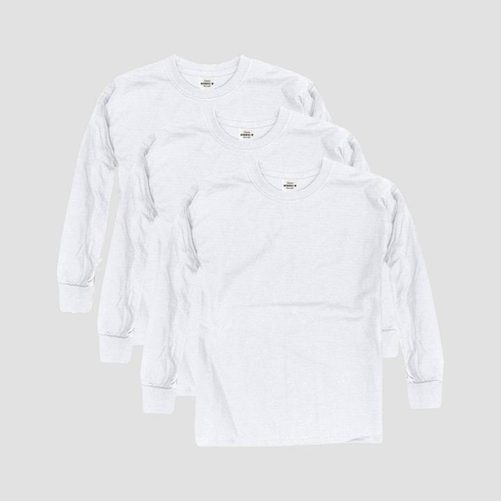 Hanes Kids' Comfort Soft 3pk Long Sleeve T-shirt - White