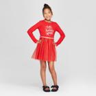 Girls' Holiday Sparkle Dress - Cat & Jack Red