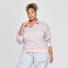 Women's Leopard Print Plus Size Long Sleeve 1/4 Zip Sweatshirt - Grayson Threads (juniors') - Pink 1x, Women's,