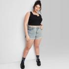 Women's Plus Size Super-high Rise Rolled Cuff Mom Jean Shorts - Wild Fable