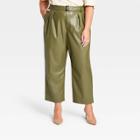 Women's Plus Size High-rise Regular Fit Belted Pants - Who What Wear Green