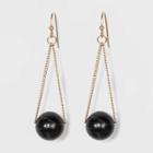 Chain And Semi-precious Black Howlite Bead Drop Earrings - Universal Thread Black, Women's,