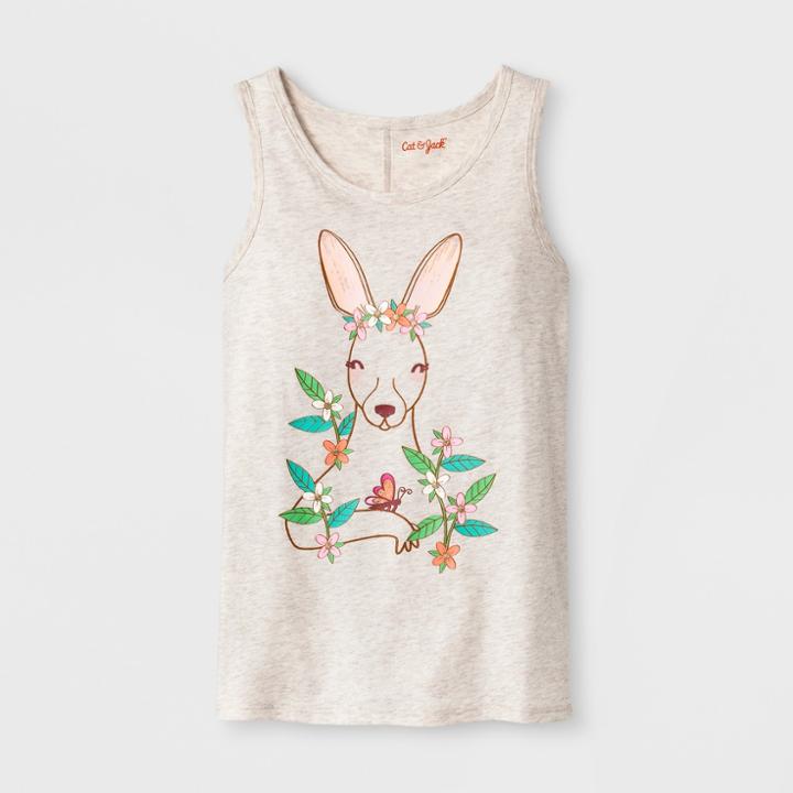 Girls' Kangaroo Graphic Tank Top - Cat & Jack Oatmeal Heather
