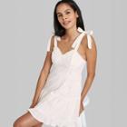 Women's Tie-strap Bra Cup Eyelet Detail Dress - Wild Fable White