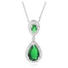 Journee Collection 3 7/8 Ct. T.w. Pear Cut Cz Basket Set Tear Drop Necklace In Brass - Green
