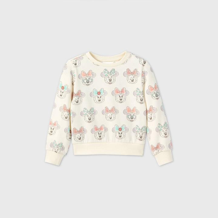 Disney Toddler Girls' Minnie Mouse Printed Fleece Pullover - Cream