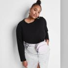 Women's Plus Size Long Sleeve T-shirt - Wild Fable Black