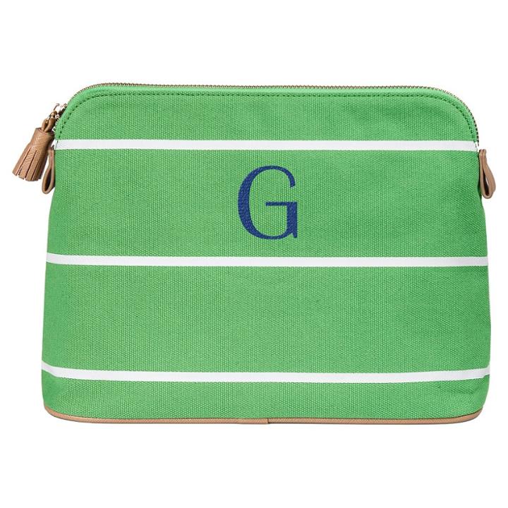 Cathy's Concepts Personalized Green Striped Cosmetic Bag - G